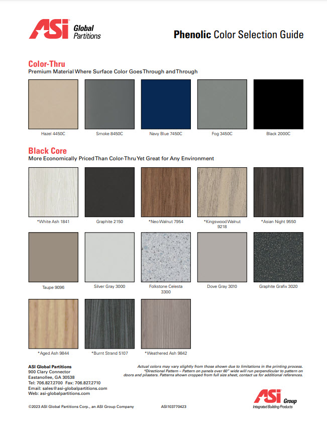 Global Toilet Partitions Color Chart