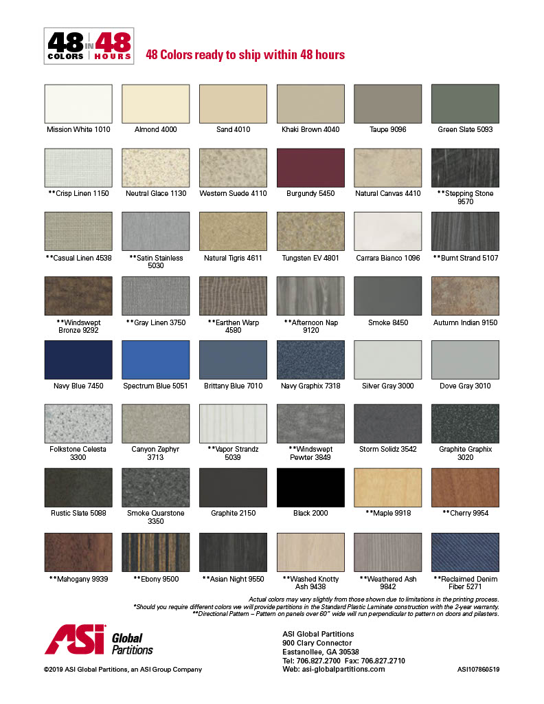 Global Toilet Partitions Color Chart